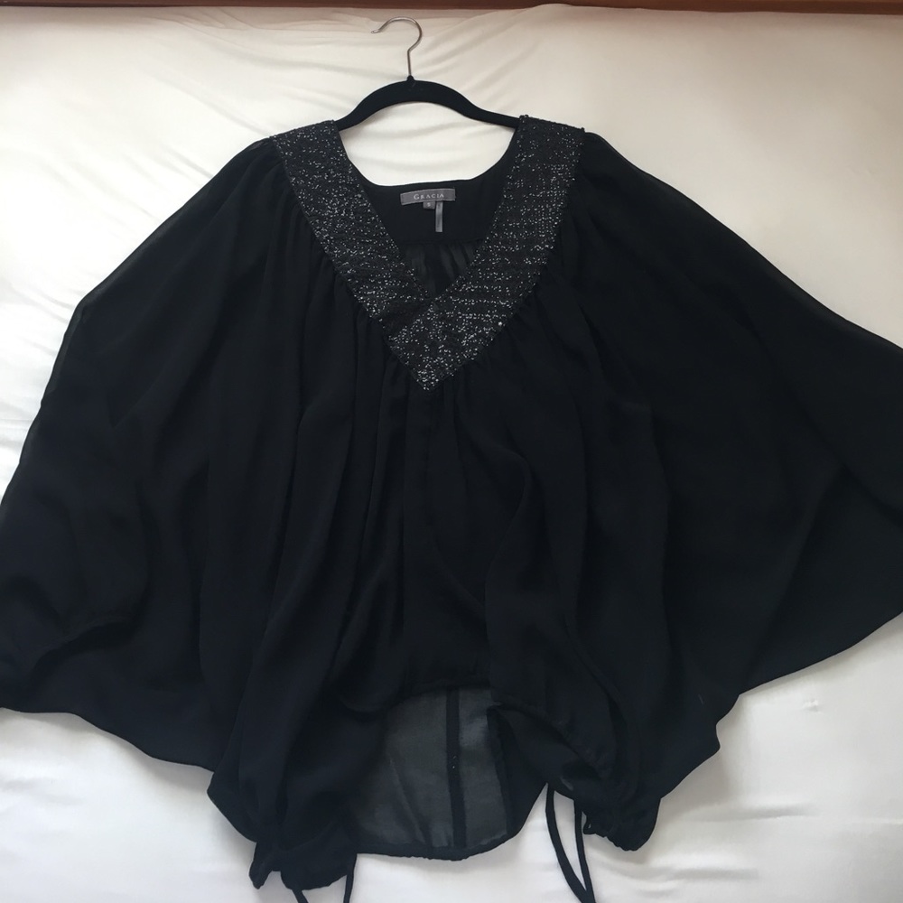 Gracia Black Blouse With Sequins