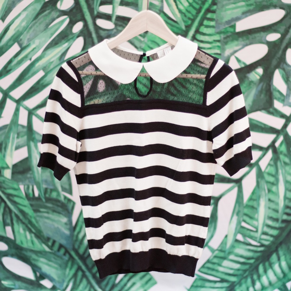 🚫SOLD🚫Forever 21 mesh panel striped top