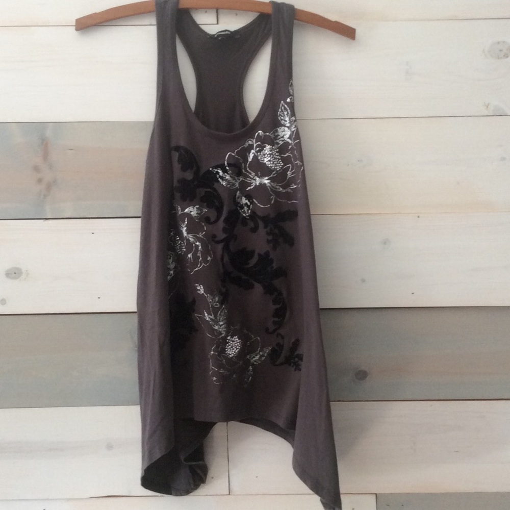 Tank top - black velvet, silver rhinestone detail