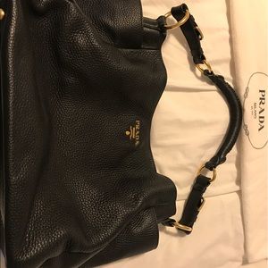 Prada pebbled leather shoulder bag