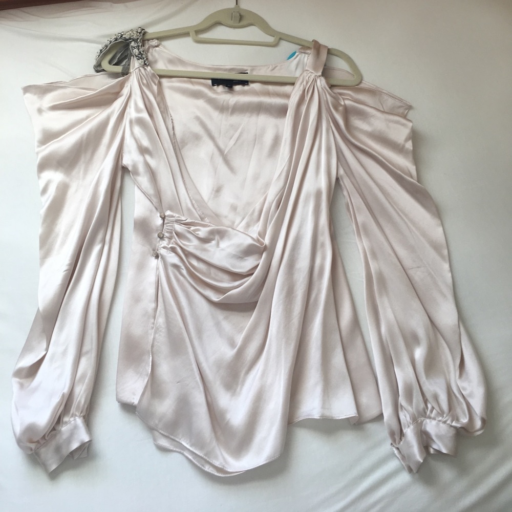 Cream Blouse With Cutout Shoulders