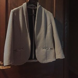 Large Black and white striped blazer
