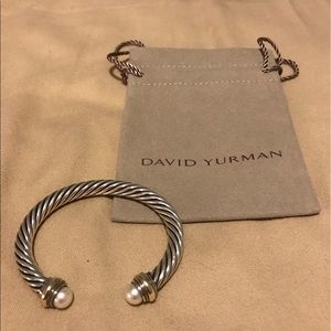 David Yurman 7mm medium cable cuff with pearls