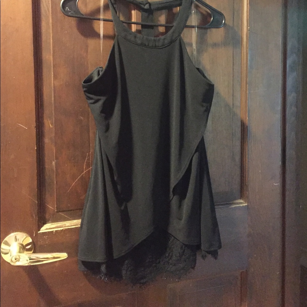 X-large black tank top with lace on bottom