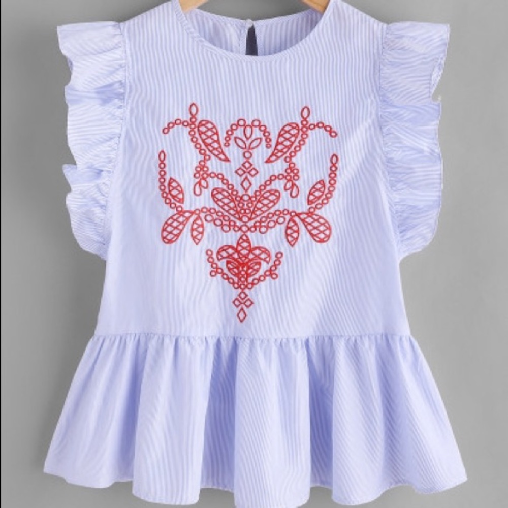Embroidered Peplum Top