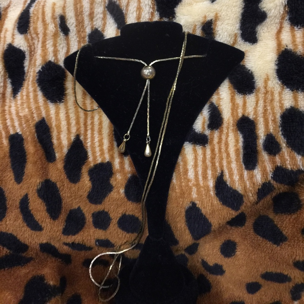 Gold Ball Lariat Necklace