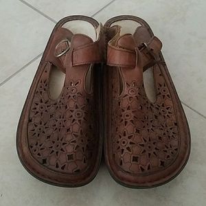 Alegria Brown cut out clogs