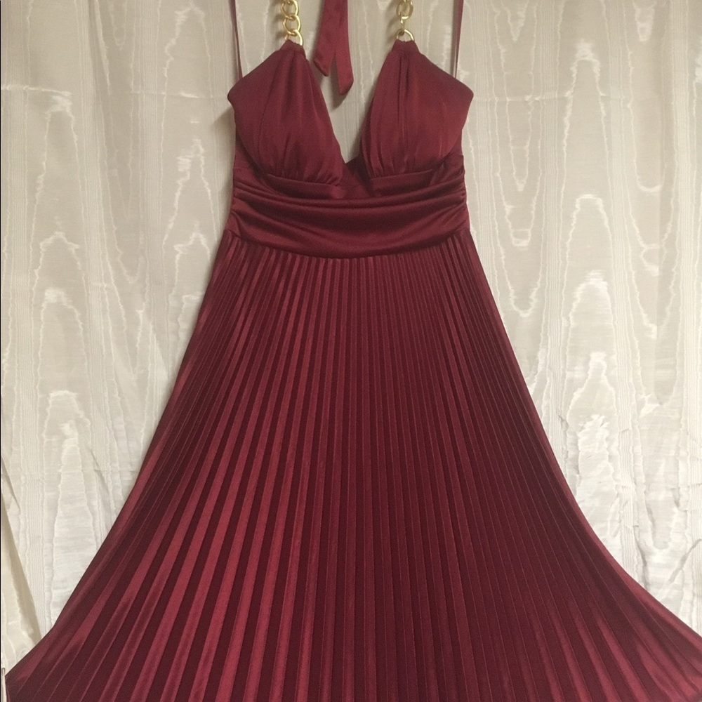 Miss Bisou Red Pleated Dress