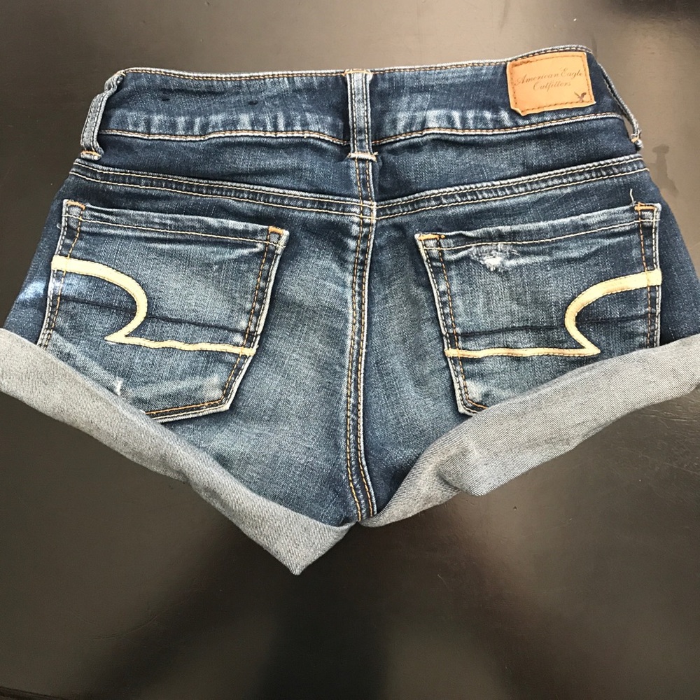 American eagle dark blue jean shorts
