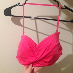 Hot pink bikini top with detachable strap