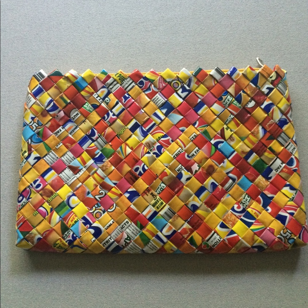 Woven Plastic Wrapper Clutch