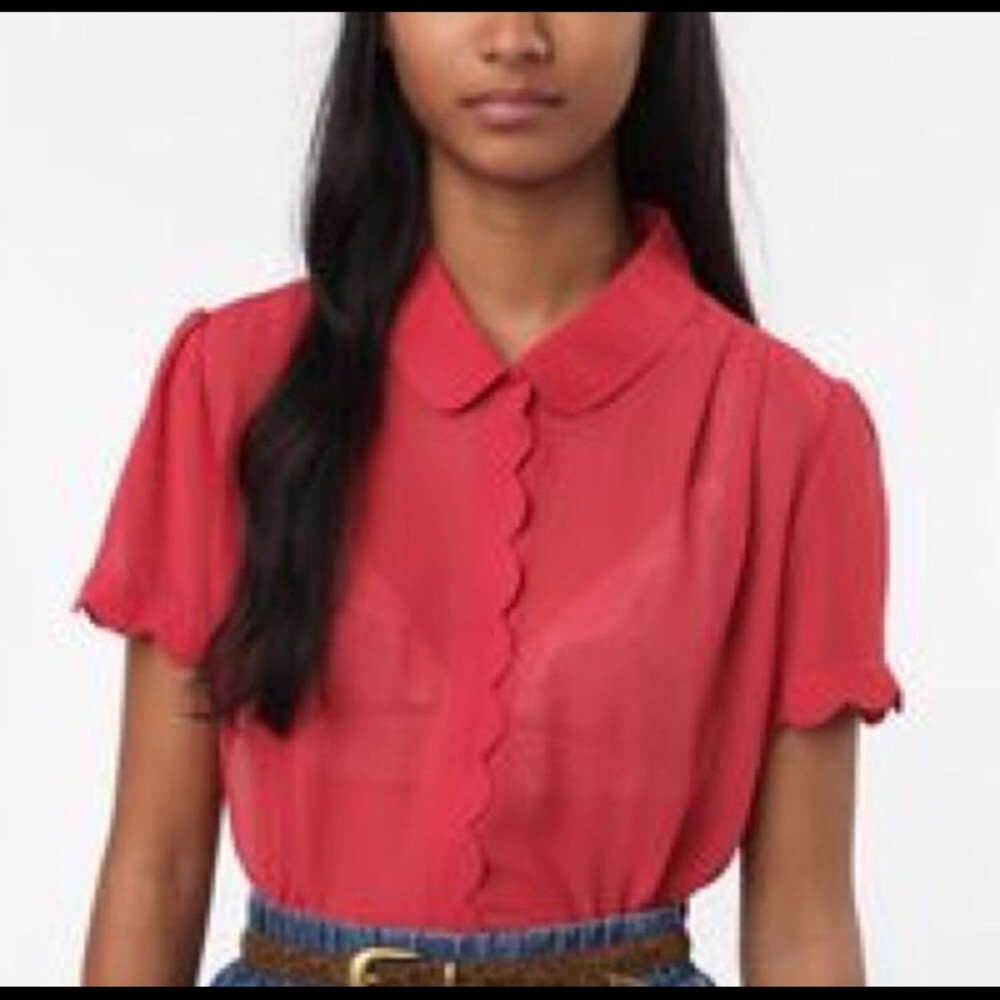 Urban Outfitters Scalloped Chiffon Blouse