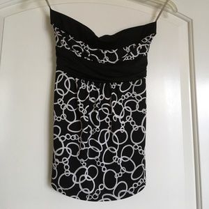 Black and white strapless top