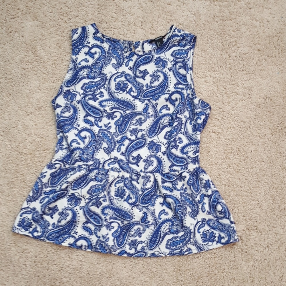 Blue paisley peplum top