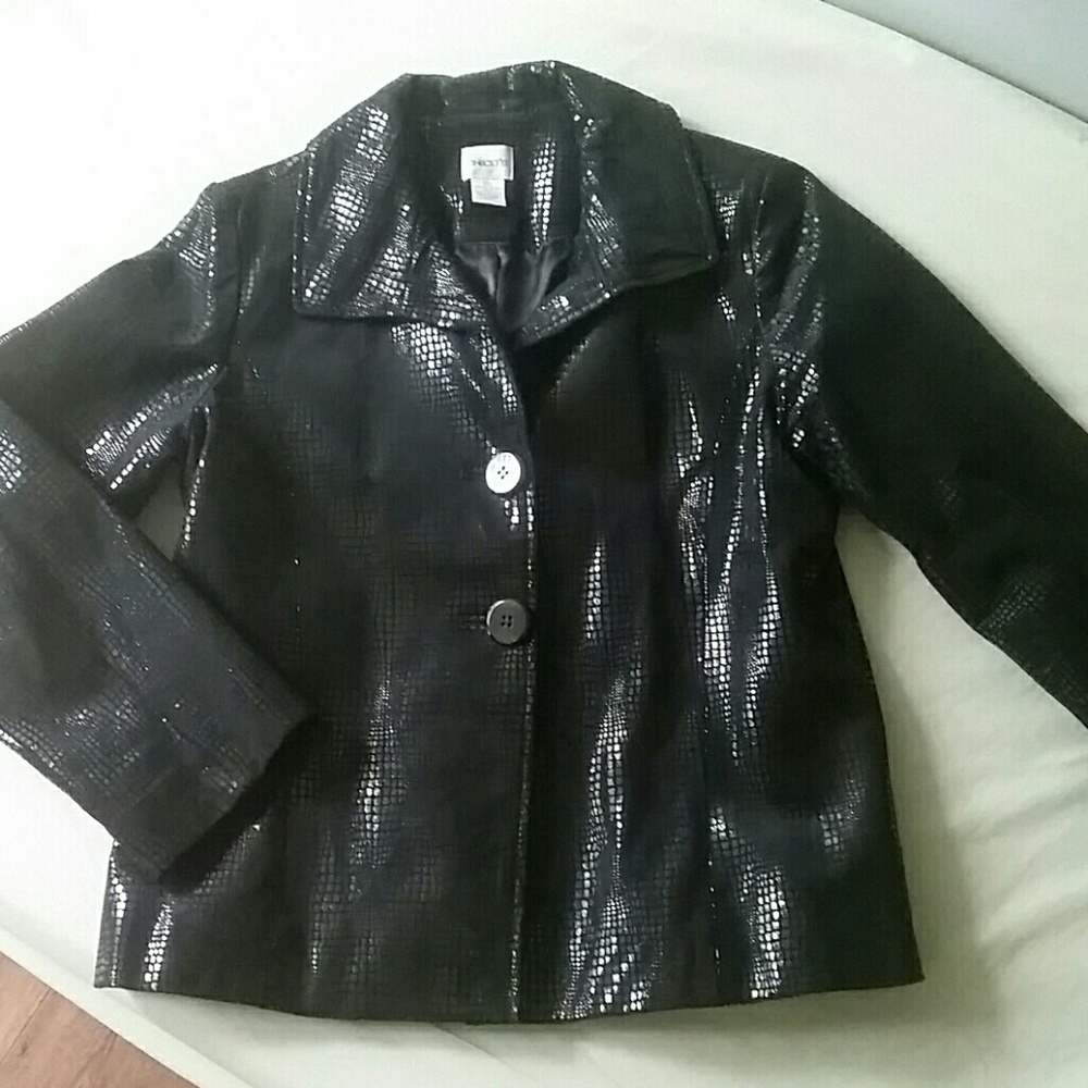 CHICO'S leather jacket/blazer sz 1