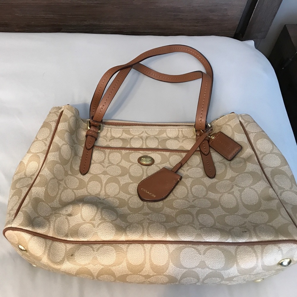 Brown leather Coach purse