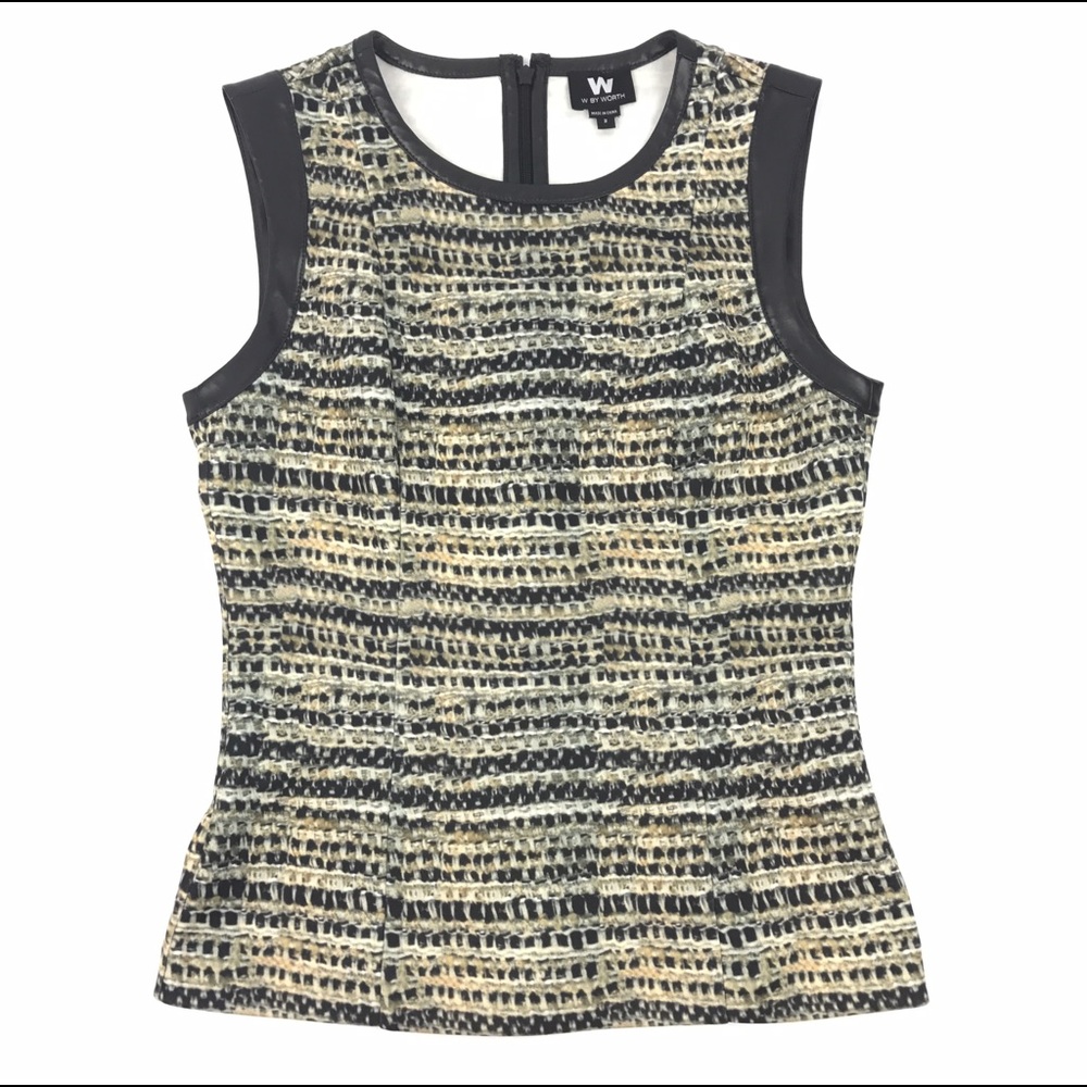 W by Worth Top 2 Peplum Sleeveless Print Pattern