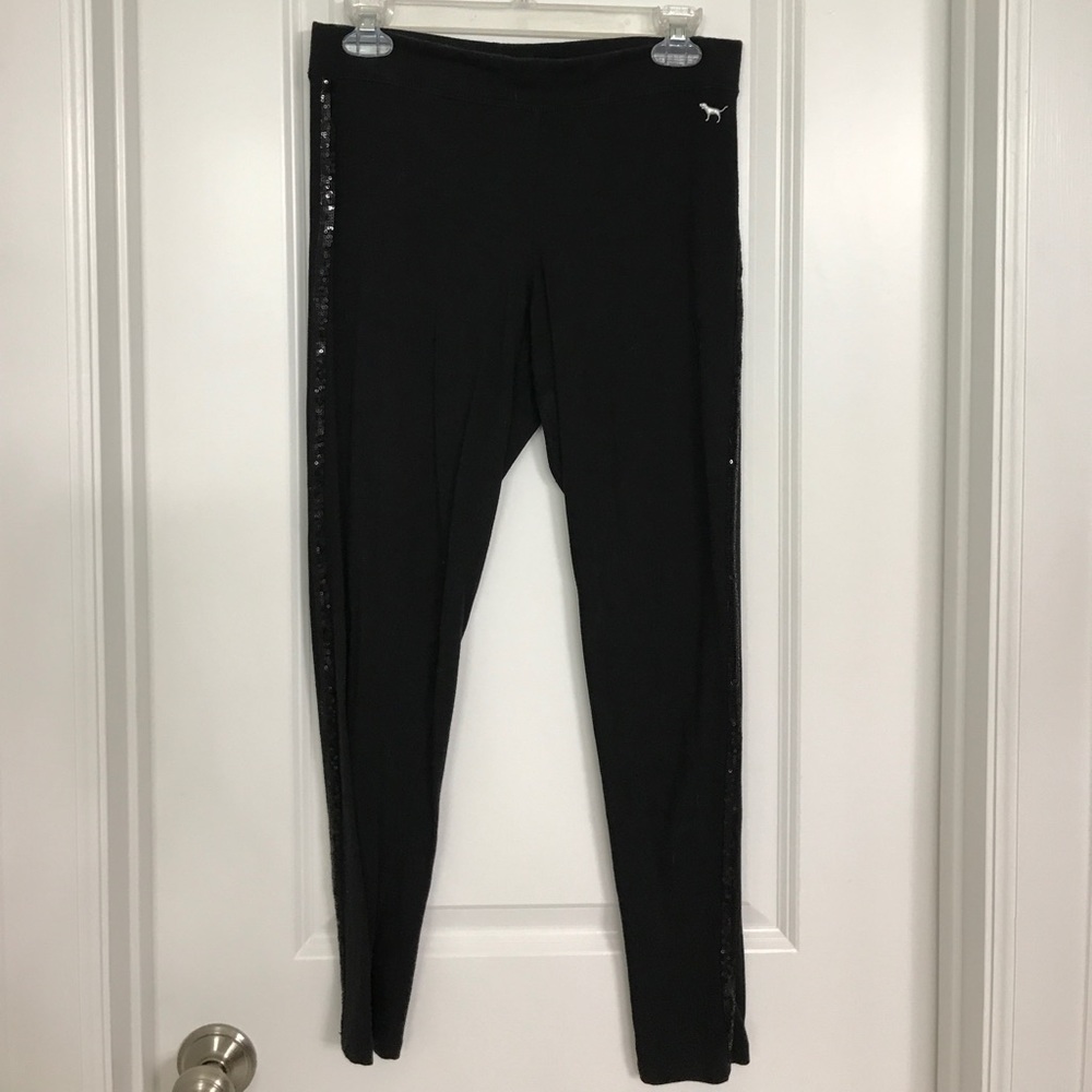 Victoria's Secret PINK black sequin leggings