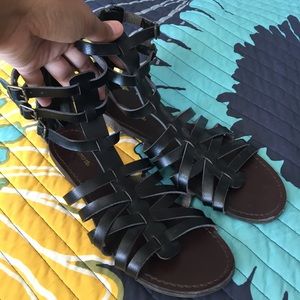 black gladiator sandals
