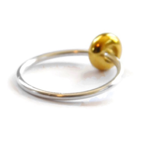 Anxiety/Fidget Ring 925 Sterling Silver Gold Bead - Picture 3 of 5