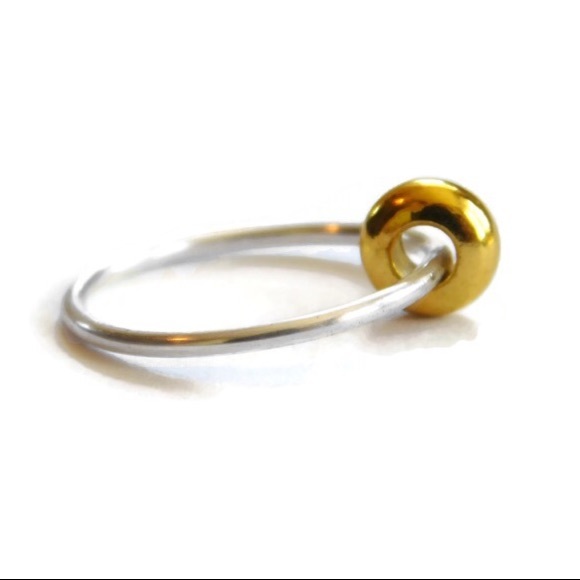 Anxiety/Fidget Ring 925 Sterling Silver Gold Bead - Picture 2 of 5