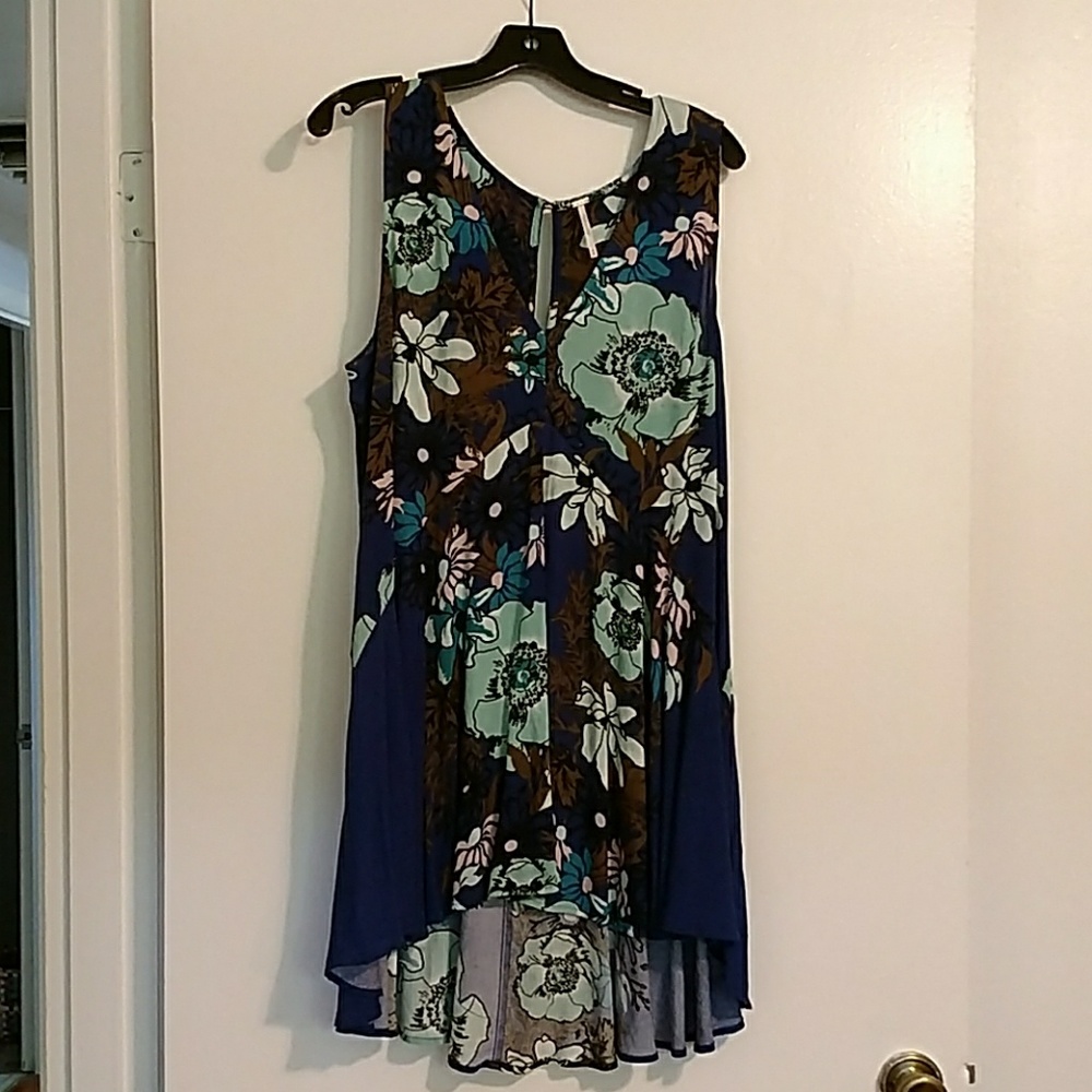 Free People dress bright blue floral