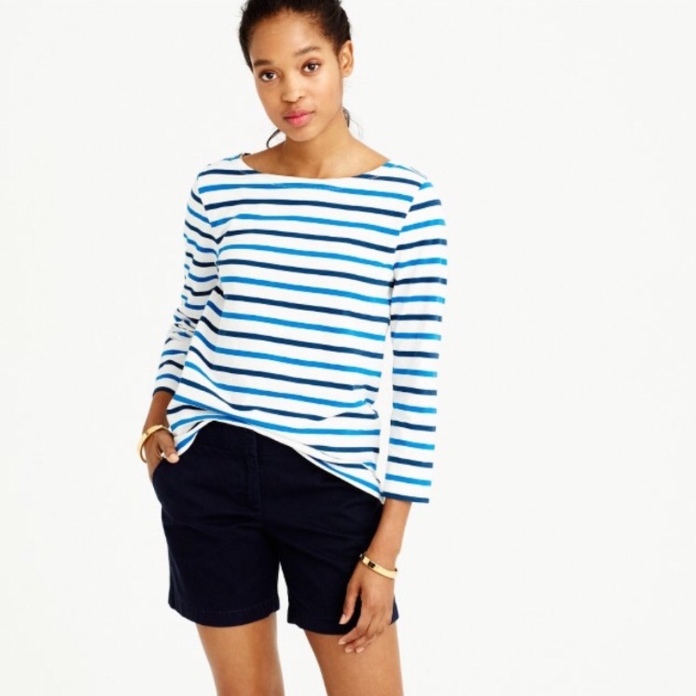 J CREW boatneck striped shirt NWT XXS