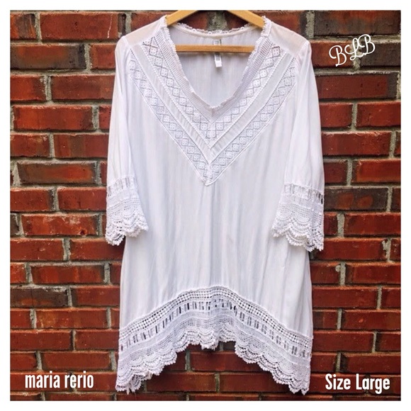 maria rerio Tops - maria rerio white lace tunic 🌸