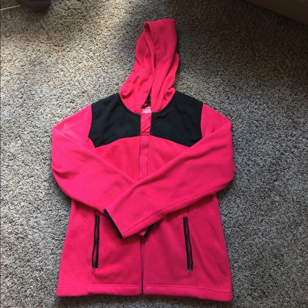 Pink & black hooded fleece