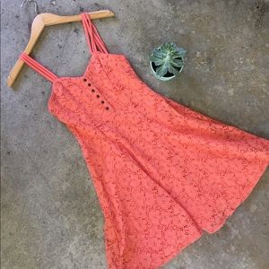 Coral lace dress