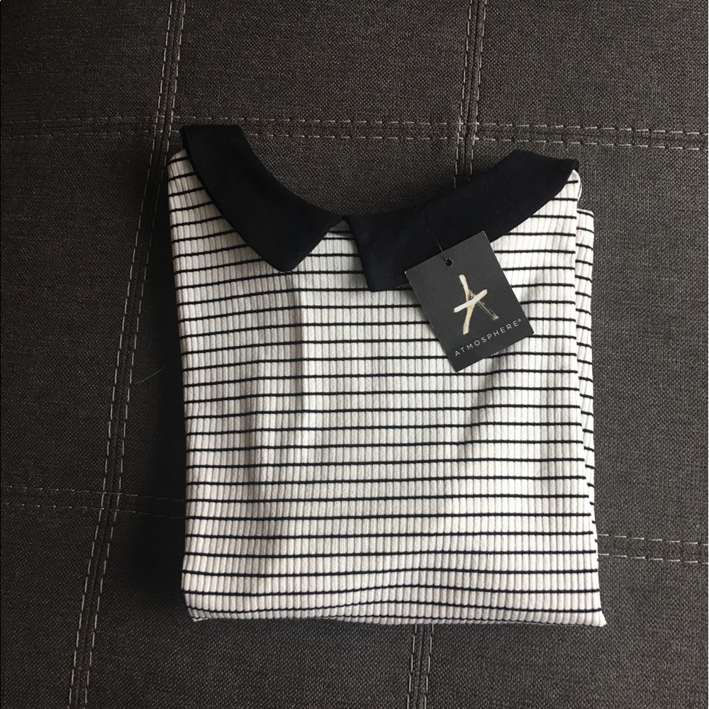 NWT striped 3/4 sleeve shirt w/ Peter Pan collar