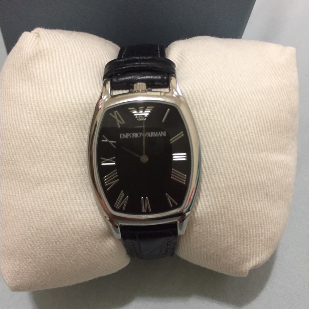 Emporio Armani black adjustable leather watch