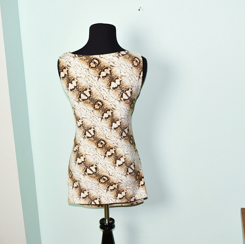 White House Black Market Brown Print Blouse - Picture 2 of 2