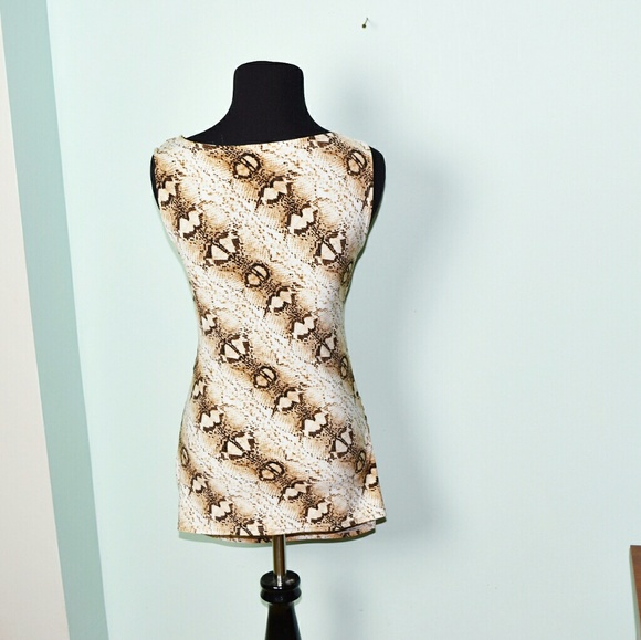 White House Black Market Brown Print Blouse - Picture 2 of 2