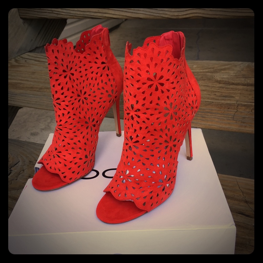 Aldo sandal bootie flower cut outs.