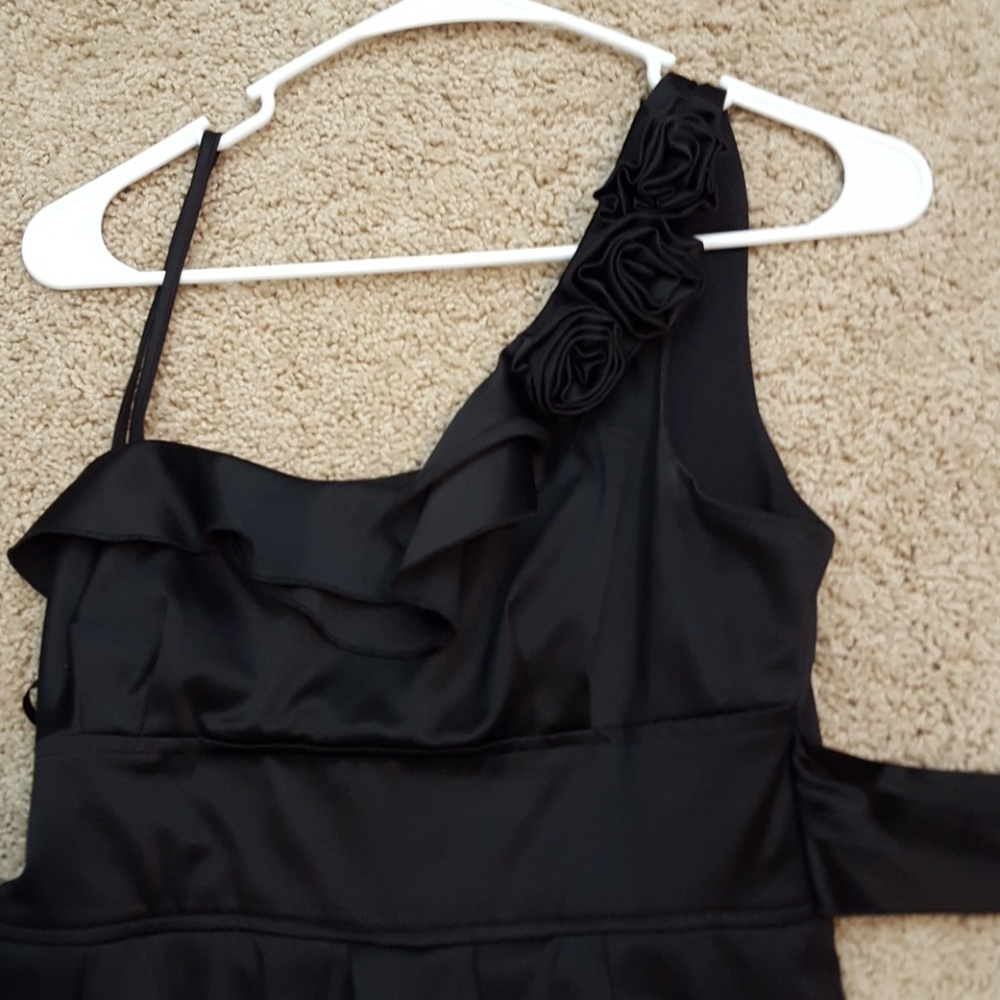 Black satin finish cocktail dress