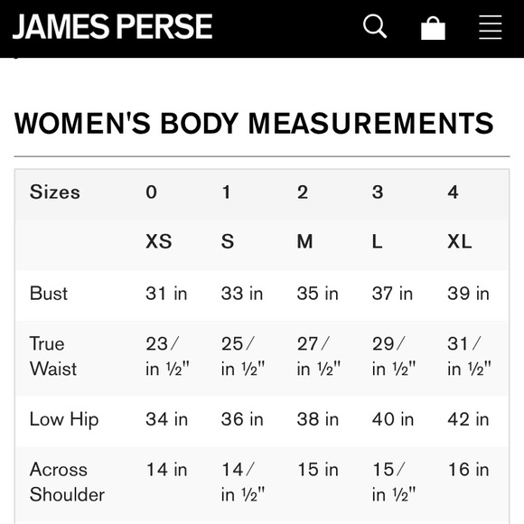 81 off james tops james classic cotton james size chart