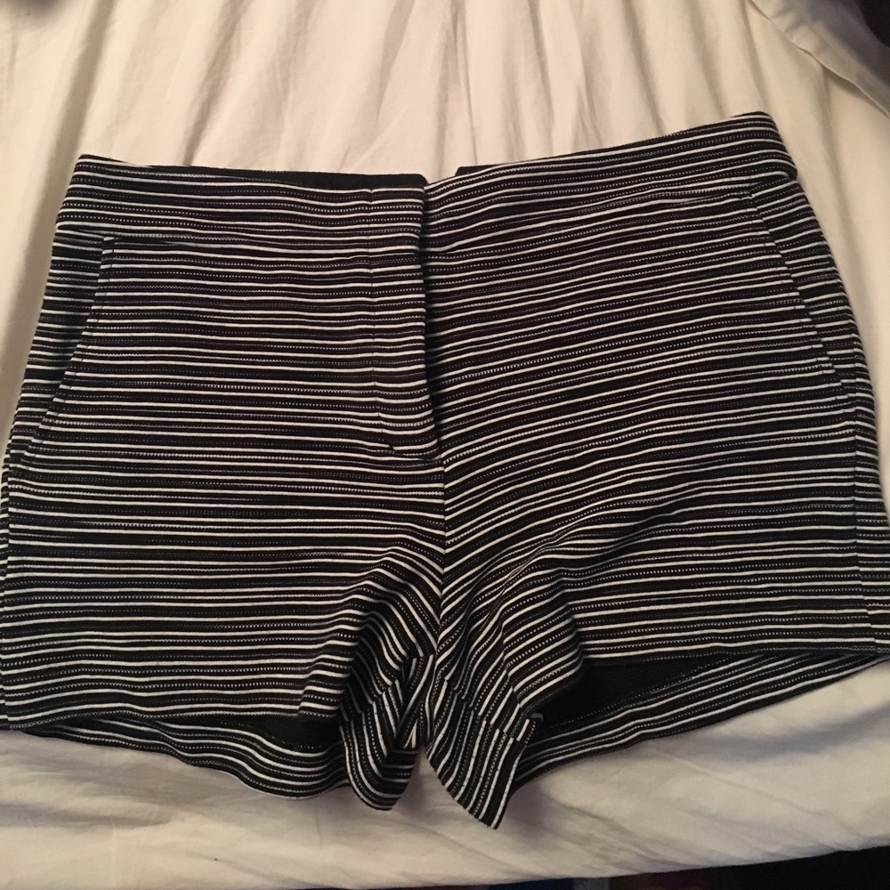 BCBG black and white striped shorts