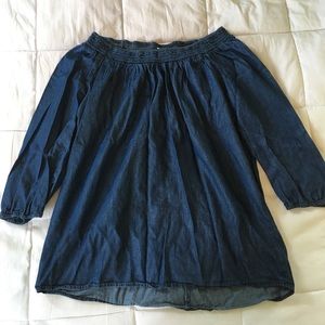 Off-the-shoulder denim shirt