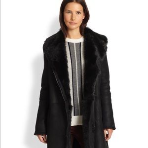 Vince Asymmetrical Toscana Lamb Shearling Coat