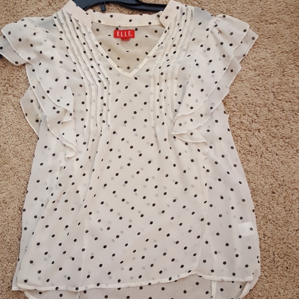 Cream and white polka dot top