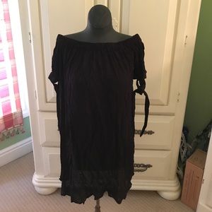 Black Off The Shoulder Tie Cuff Dress