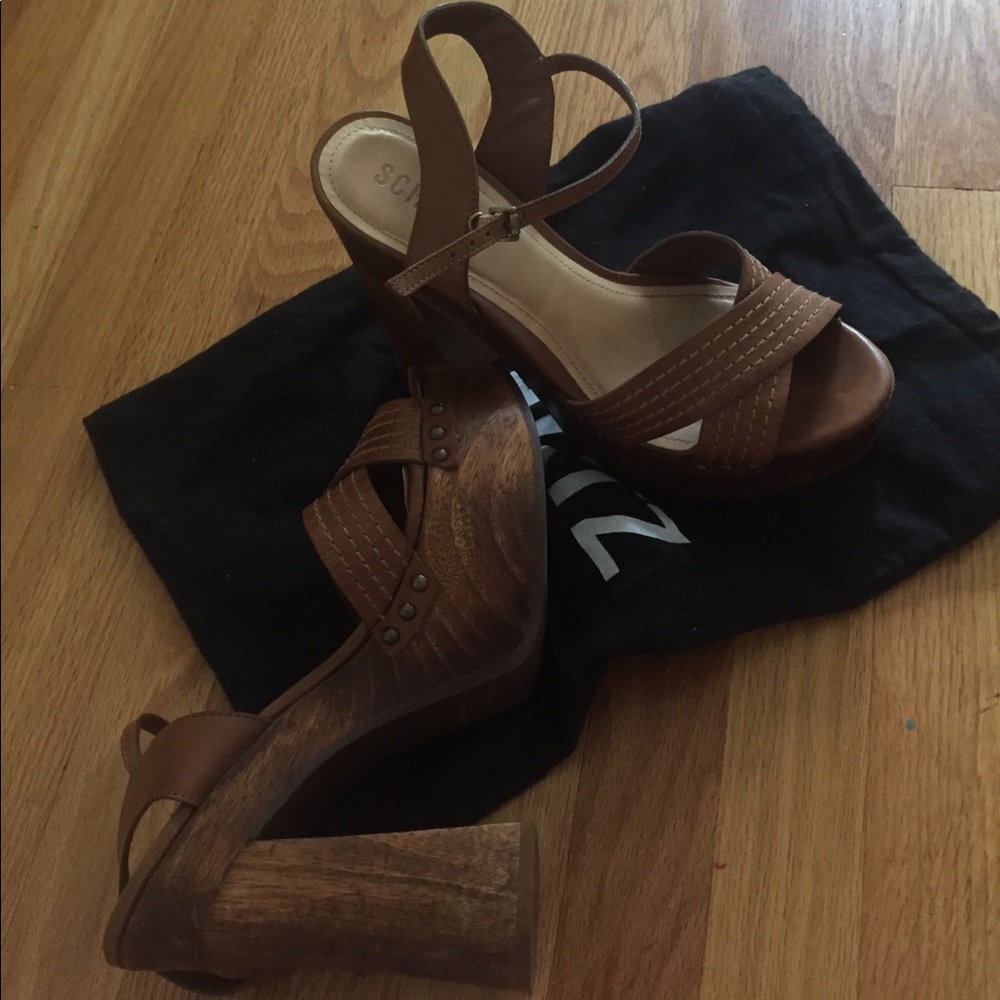 Schutz Wooden Platform Sandals