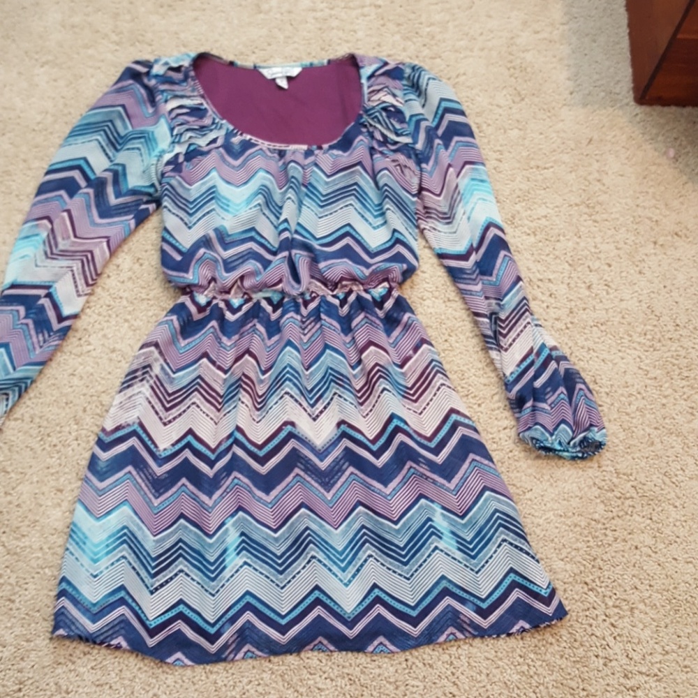 Chevron  long sleeve mini dress
