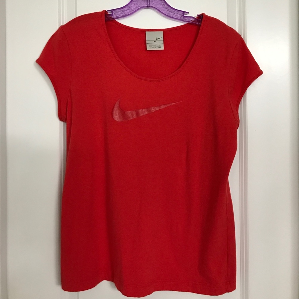 Red Nike scoop-neck active tee