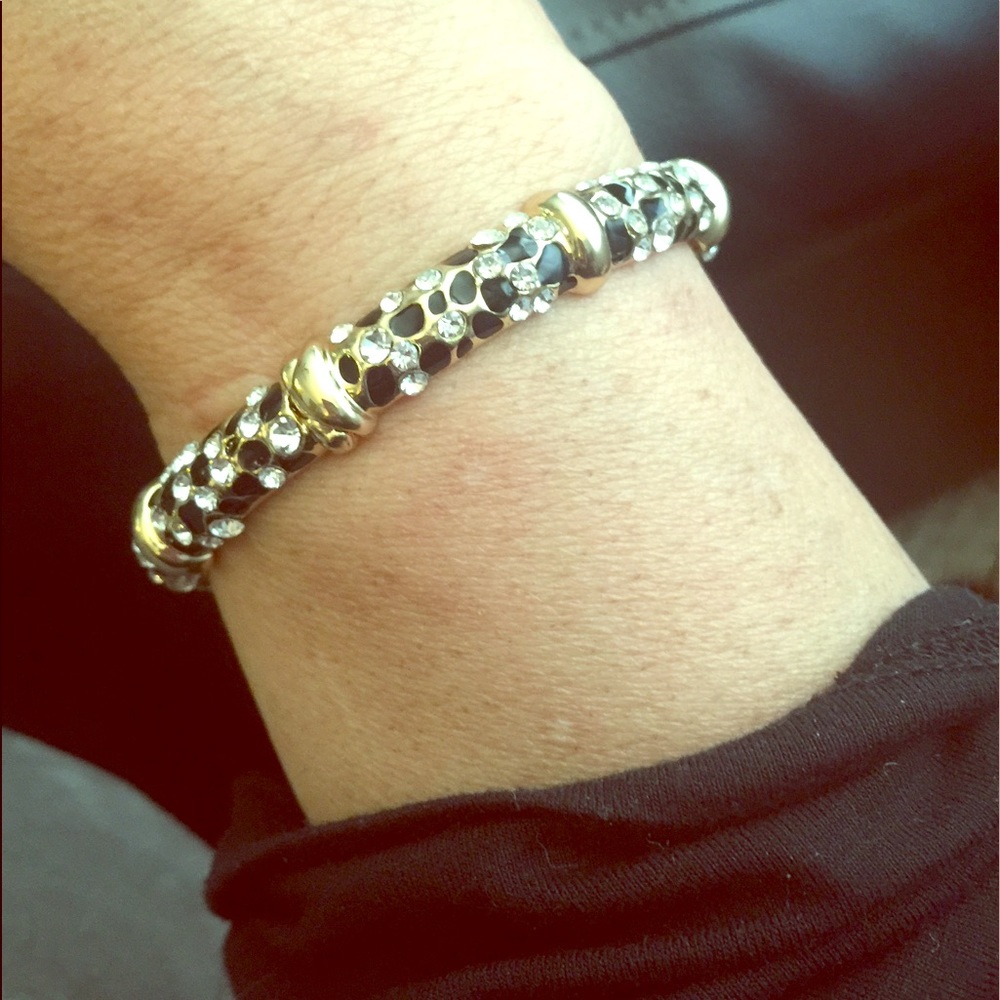 Stunning Leopard Bangle Rhinestones Gold Plated