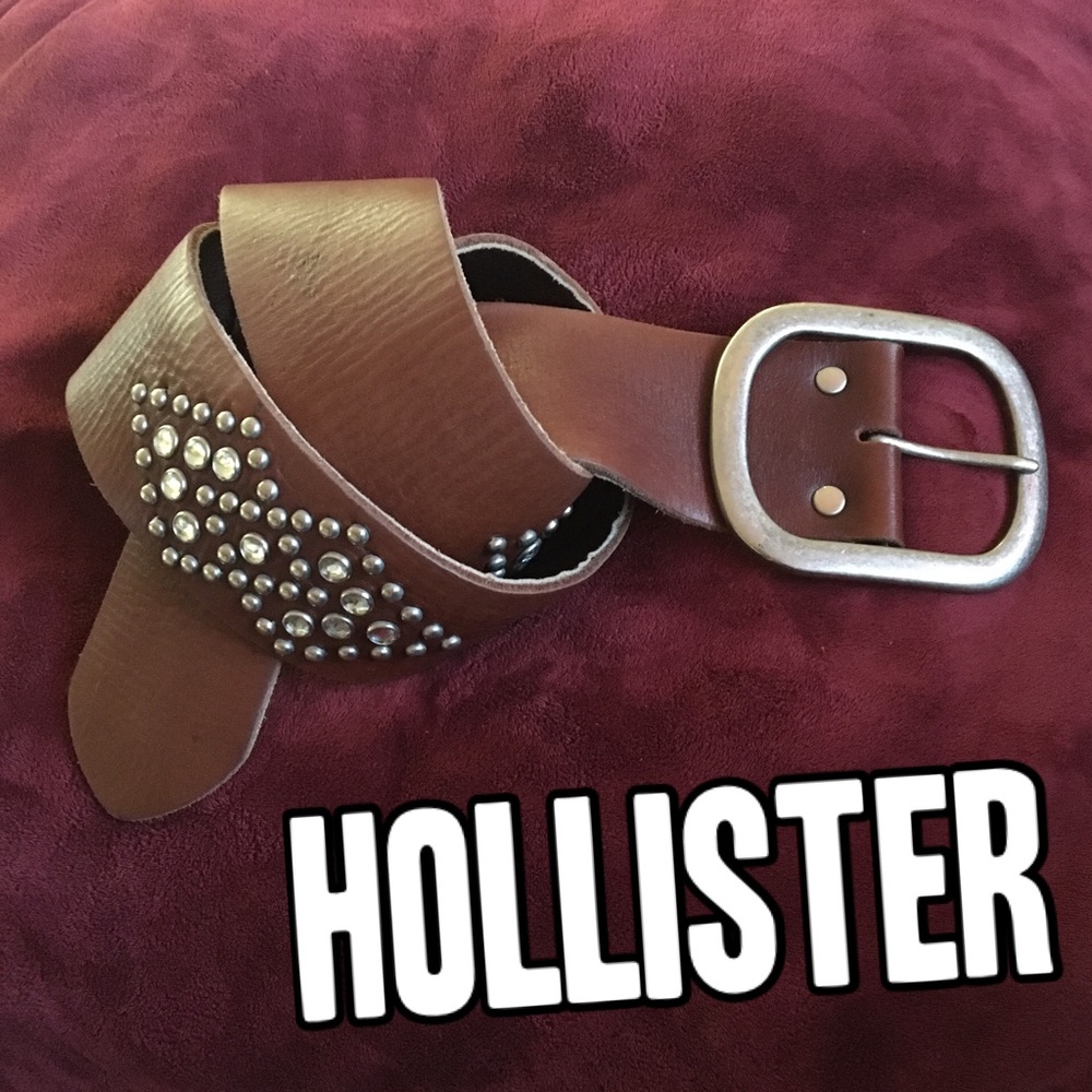 Hollister Brown Leather Belt w/Studs/Rhinestones L