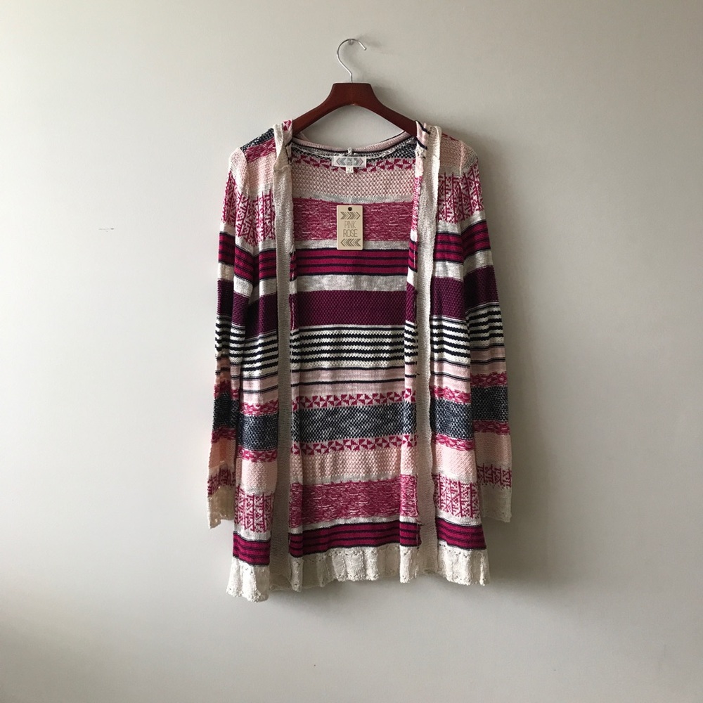 pink hooded cardigan