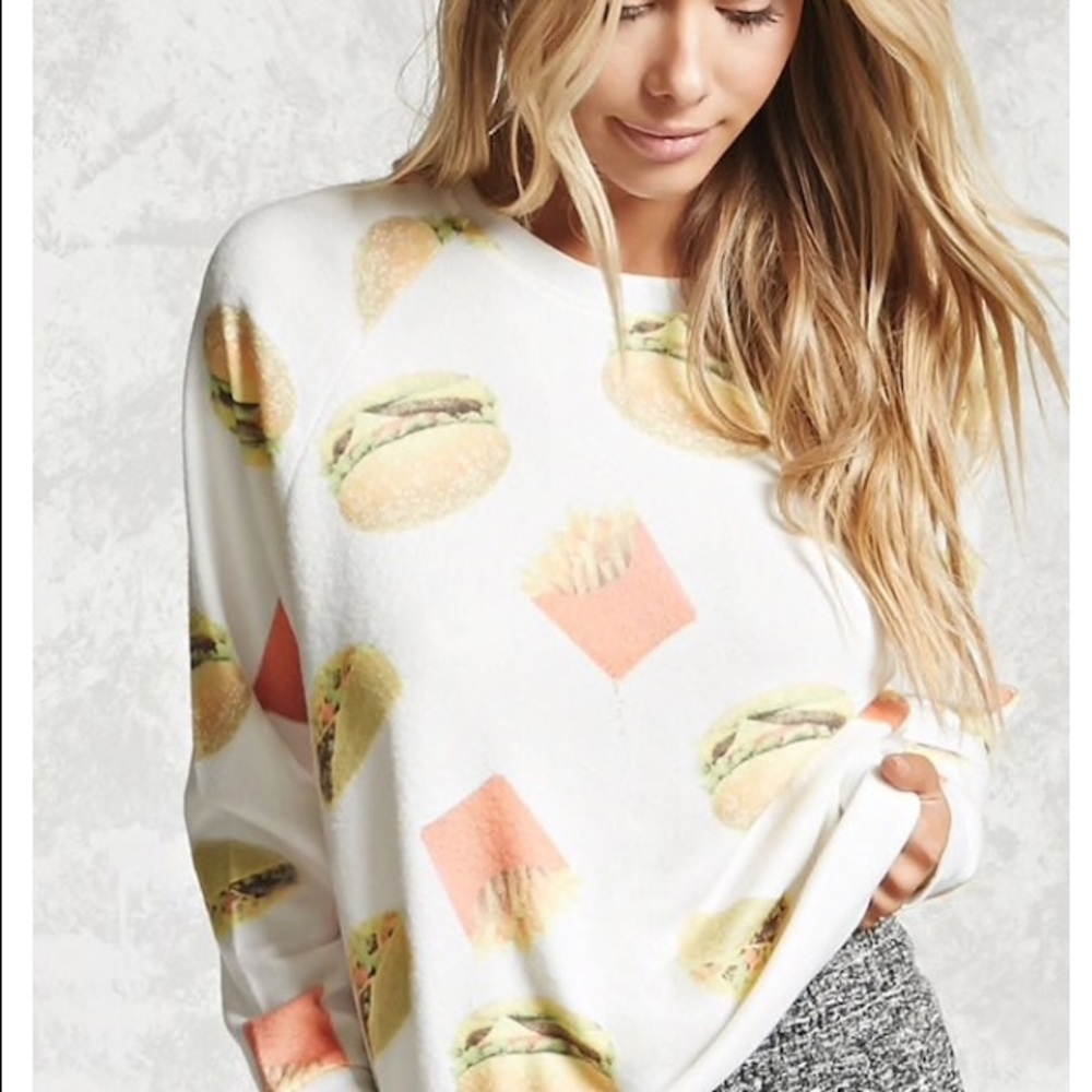 burger fries and taco sweatshirt