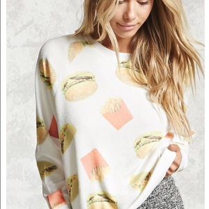 burger fries and taco sweatshirt